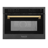 ZLINE Autograph Edition 24" 1.6 cu ft. Built-in Convection Microwave Oven in Black Stainless Steel and Polished Gold Accents (MWOZ-24-BS-G)