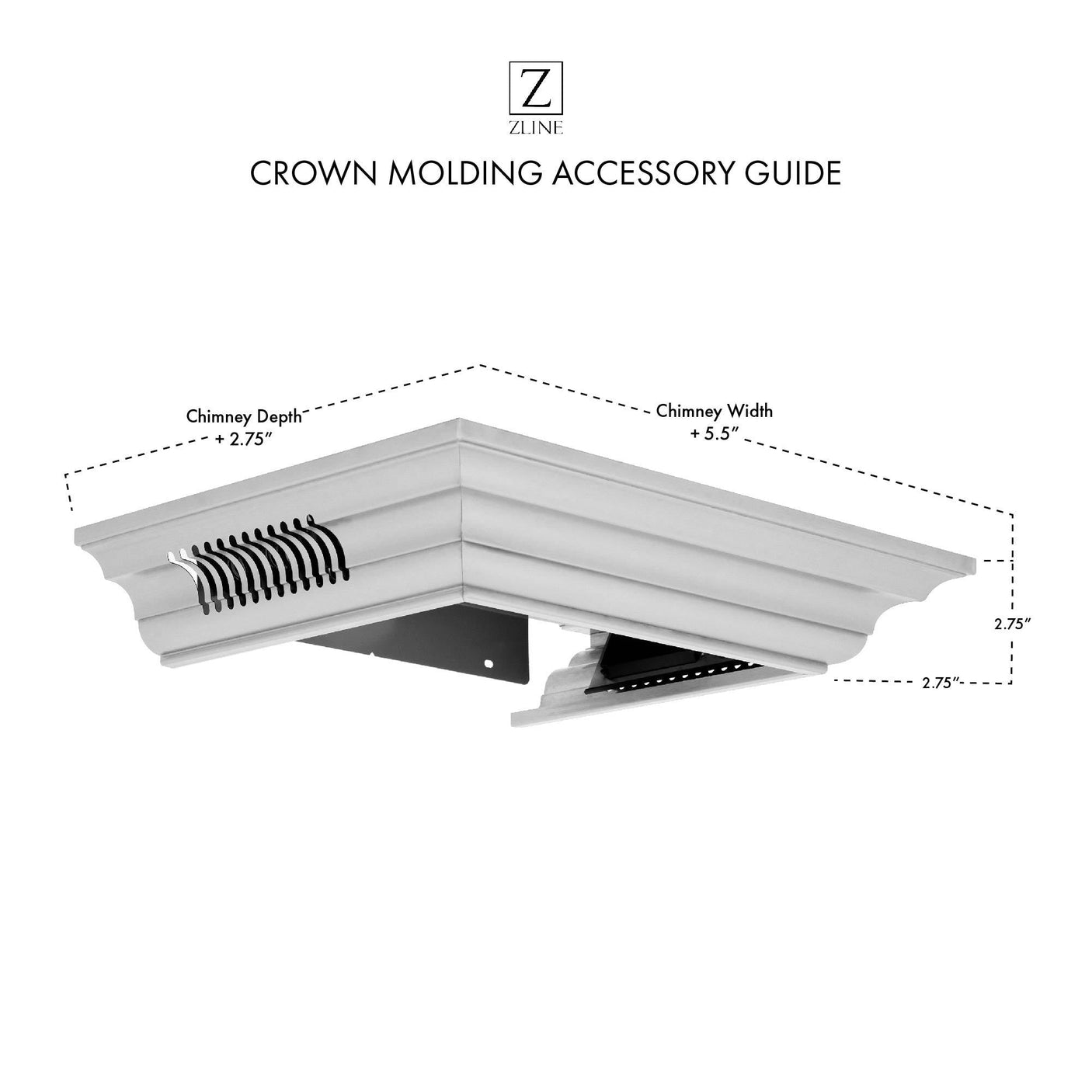 ZLINE Crown Molding in Stainless Steel with Built-in Bluetooth Speakers (CM6-BT-KN/KN4)