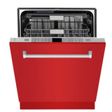 ZLINE 24" Monument Series 3rd Rack Top Touch Control Dishwasher with Stainless Steel Tub, 45dBa (DWMT-24) [Color: Red Matte]