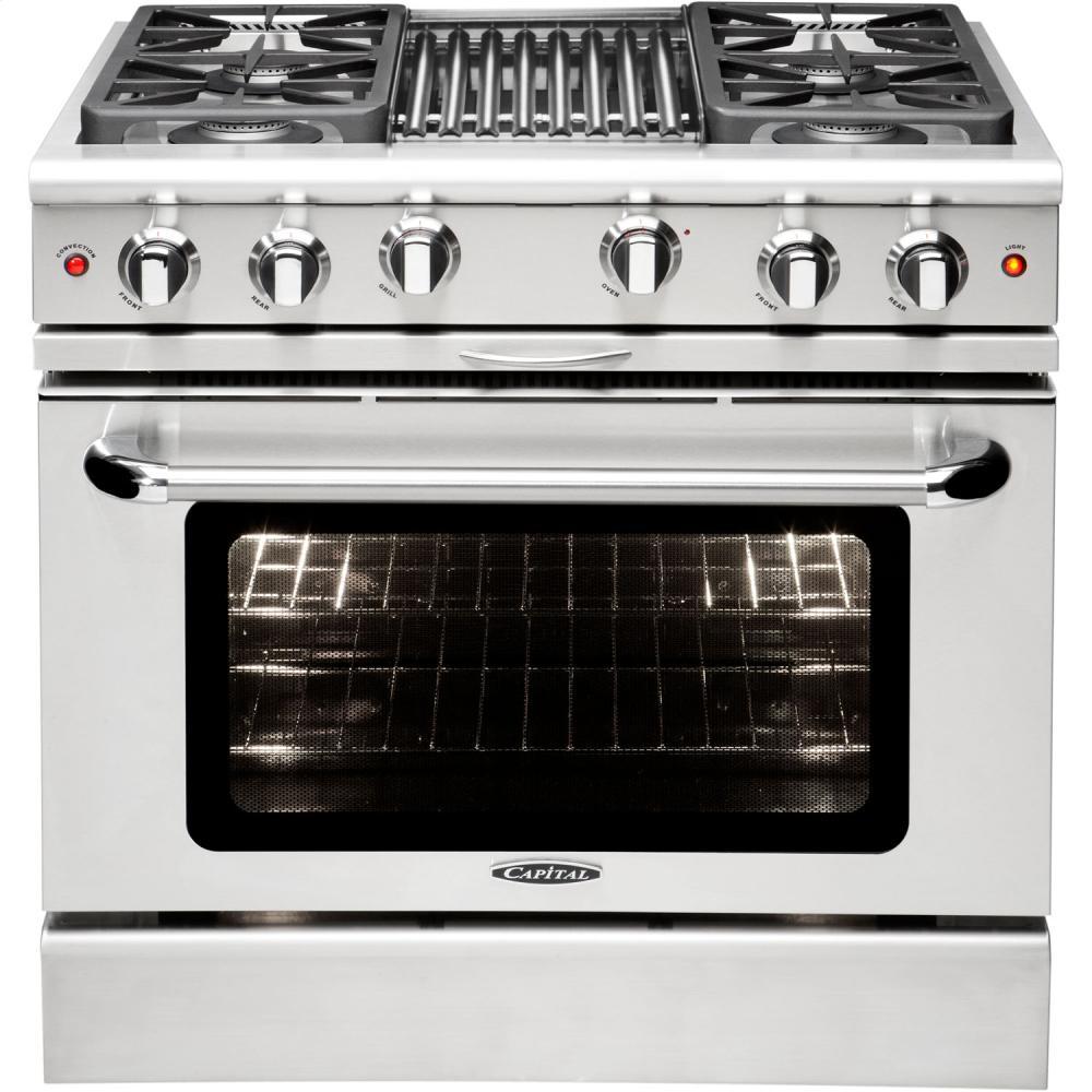 36" Gas Convection Range with 4 Sealed Burners 19K BTU + 12" BBQ