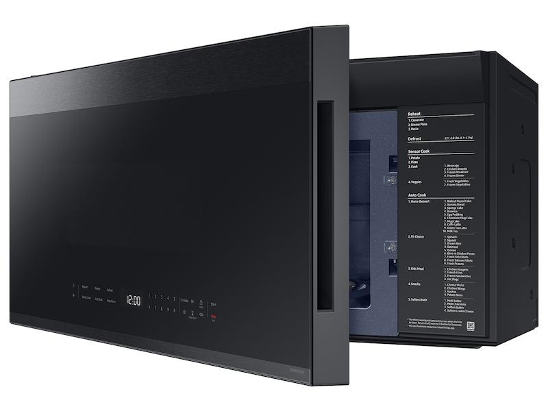 Bespoke 2.1 cu. ft. Over-the-Range Microwave with Edge to Edge Glass Display in Matte Black Steel