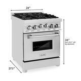 ZLINE 24 in. 2.8 cu. ft. Range with Gas Stove and Gas Oven in Stainless Steel (RG24) [Color: Stainless Steel]