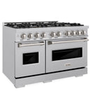 ZLINE 48 in. 6.7 cu. ft. Classic Double Oven Gas Range with 8 Burner Cooktop in DuraSnow' Stainless Steel (CGRS-48)