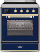 Majestic II 30 Inch Electric Freestanding Range in Blue with Brass Trim