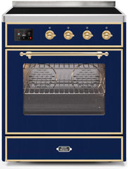 Majestic II 30 Inch Electric Freestanding Range in Blue with Brass Trim