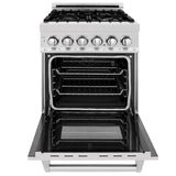 ZLINE 24 in. Professional Dual Fuel Range in DuraSnow Stainless Steel with Color Door Options (RAS-SN-24) [Color: Blue Gloss]