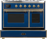 Majestic II 40 Inch Dual Fuel Liquid Propane Freestanding Range in Blue with Brass Trim