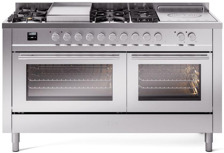 Professional Plus II 60 Inch Dual Fuel Natural Gas Freestanding Range in Stainless Steel with Trim