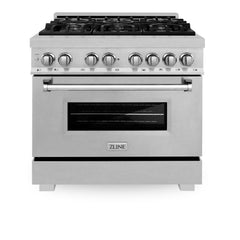 ZLINE 36 in. Professional Dual Fuel Range in DuraSnow Stainless Steel with Color Door Finishes (RAS-SN-36) [Color: DuraSnow Stainless Steel]