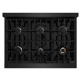 ZLINE 36 in. 5.2 cu. ft. Select Gas Range with 6 Burner Cooktop and Convection Gas Oven in Black Stainless Steel (HGRB-36)