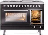 Professional Plus II 48 Inch Dual Fuel Natural Gas Freestanding Range in Glossy Black with Trim