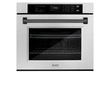 ZLINE 30 in. Autograph Edition Professional True Convection Single Wall Oven with Air Fry and Self Clean in DuraSnow' Stainless Steel with Matte Black Handle (WASSZ-30-MB)