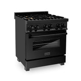 ZLINE 30 in. 4.0 cu. ft. Dual Fuel Range with Gas Stove and Electric Oven in Black Stainless Steel (RAB-BR-30)