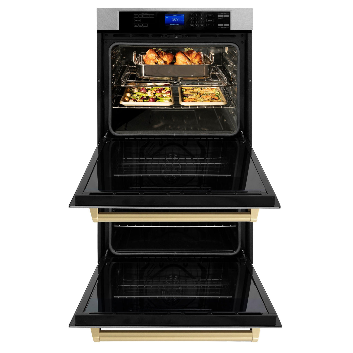 ZLINE 30" Autograph Edition Double Wall Oven with Self Clean and True Convection in DuraSnow Stainless Steel (AWDSZ-30) [Color: Champagne Bronze]