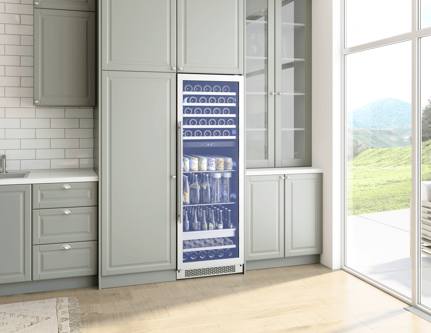 Presrv Wine and Beverage Cooler, 24in, Full Size, SS+Glass, Reversible Door, 2 Zones