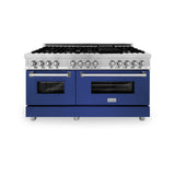 ZLINE 60 in. 7.4 cu. ft. Dual Fuel Range with Gas Stove and Electric Oven in Stainless Steel with Color Options (RA60) [Color: Blue Matte]