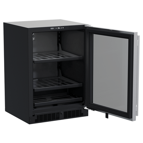 24-In Built-In Beverage Center With 3-In-1 Convertible Shelves with Door Style - Stainless Steel Frame Glass