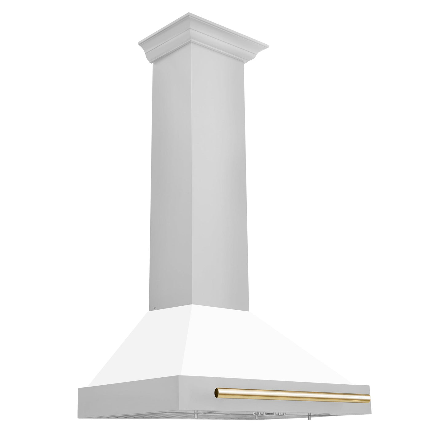 ZLINE 30 in. Autograph Edition Convertible Stainless Steel Range Hood with White Matte Shell and Champagne Bronze Accents (KB4STZ-WM30-CB) [Color: Gold]