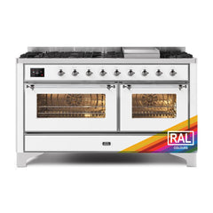 ILVE Majestic II 60 UM15FDNS3RAC Freestanding Dual Fuel Range with 9 Sealed Burners Yes Double Oven with Triple Glass Door in RAL Color with Chrome knobs