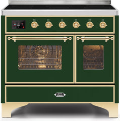 Majestic II 40 Inch Electric Freestanding Range in Emerald Green with Brass Trim