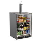 Outdoor 24" Single Tap Built In Beer Dispenser with Stainless Steel Door - Solid Stainless Steel Door With Lock - Left Hinge