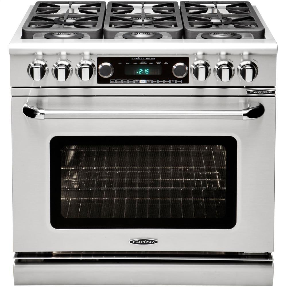 36" Range w/4 Sealed Burners @ 19K BTU's/hr + 12" Broil Burner @ 18K BTU