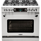 36" Range w/4 Sealed Burners @ 19K BTU's/hr + 12" Broil Burner @ 18K BTU