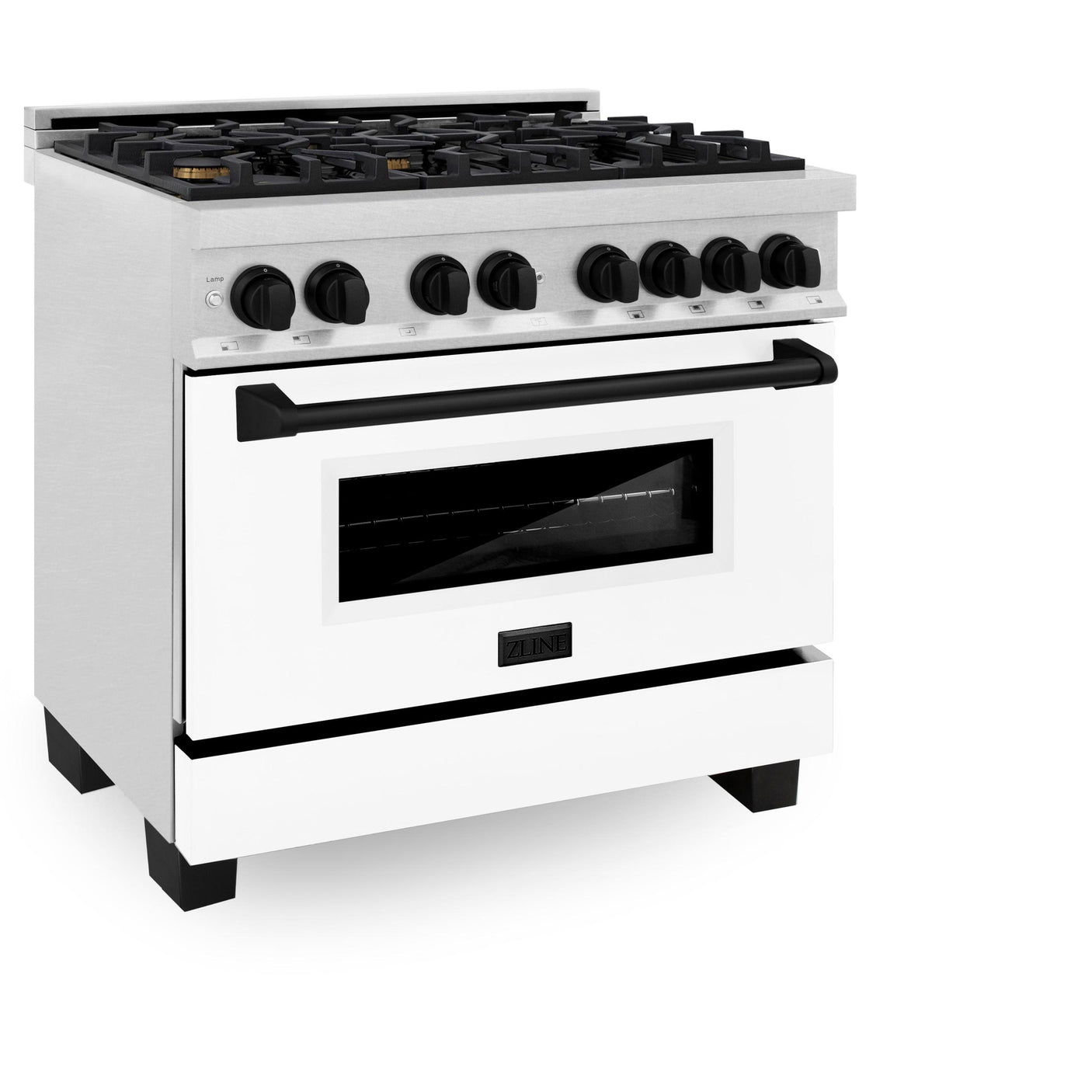 ZLINE Autograph Edition 36" 4.6 cu. ft. Dual Fuel Range with Gas Stove and Electric Oven in DuraSnow Stainless Steel with White Matte Door and Accents (RASZ-WM-36) [Color: Matte Black]