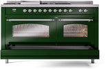 Nostalgie II 60 Inch Dual Fuel Liquid Propane Freestanding Range in Emerald Green with Chrome Trim