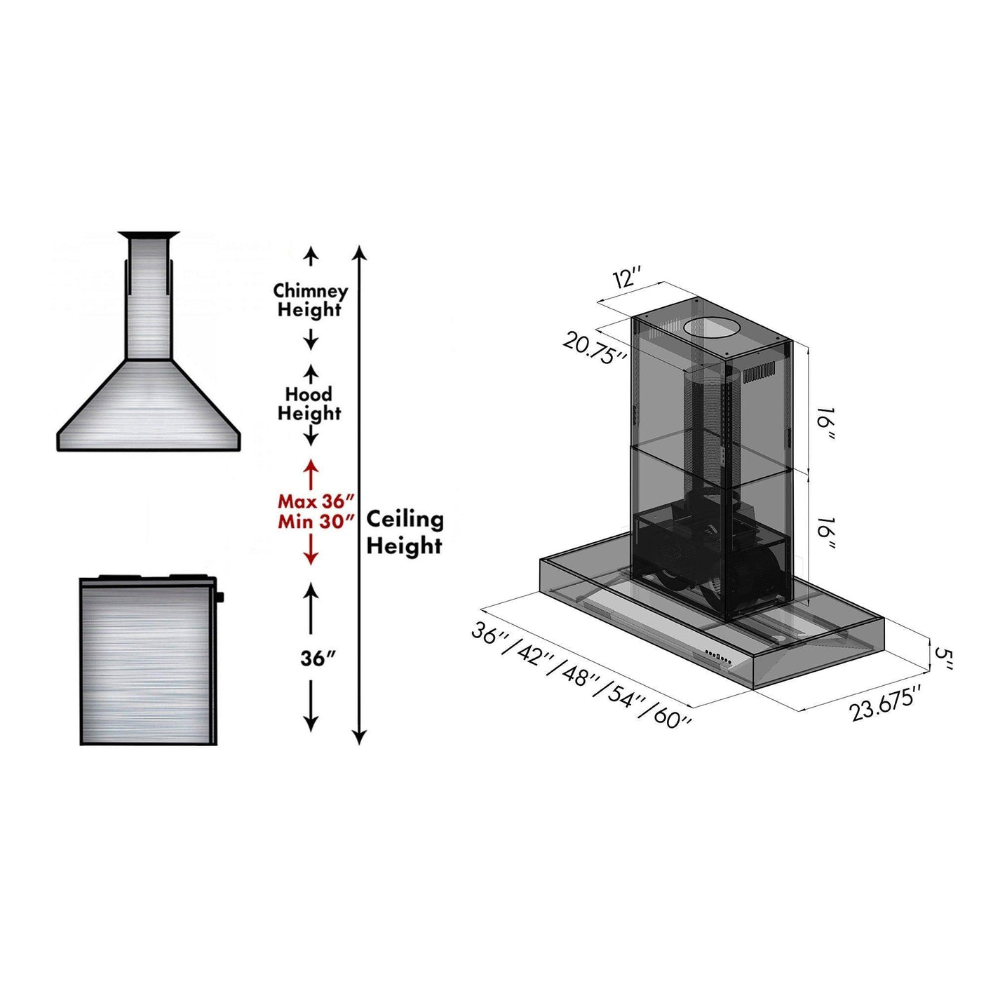 ZLINE Ducted Outdoor Island Mount Range Hood in Stainless Steel (KECOMi-304)