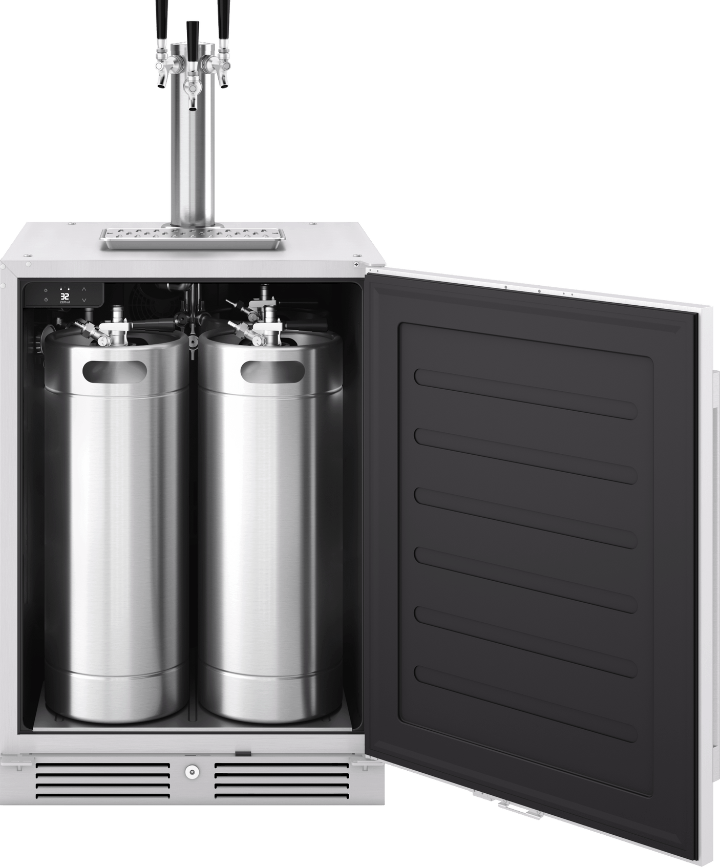 Presrv Outdoor Kegerator & Beverage Cooler, 24in Under Cabinet, SS+Glass, Reverse Door, 1 Zone