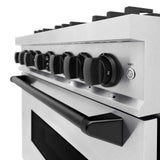 ZLINE Autograph Edition 36 in. 5.2 cu. ft. Classic Gas Range with 6 Burner Cooktop and Convection Gas Oven in DuraSnow' Stainless Steel and Matte Black Accents (CGRSZ-36-MB)