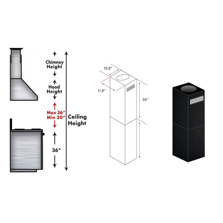 ZLINE 2-36 in. Chimney Extensions for 10 ft. to 12 ft. Ceilings (2PCEXT-BSKE2iN)