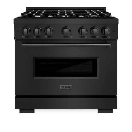 ZLINE 36 in. 5.2 cu. ft. Classic Gas Range with 6 Burner Cooktop and Convection Gas Oven in Black Stainless Steel (CGRB-36)