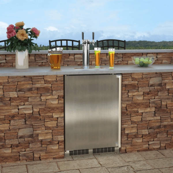 24-In Outdoor Built-In Dispenser For Beer, Wine Or Draft Beverages with Door Style - Stainless Steel