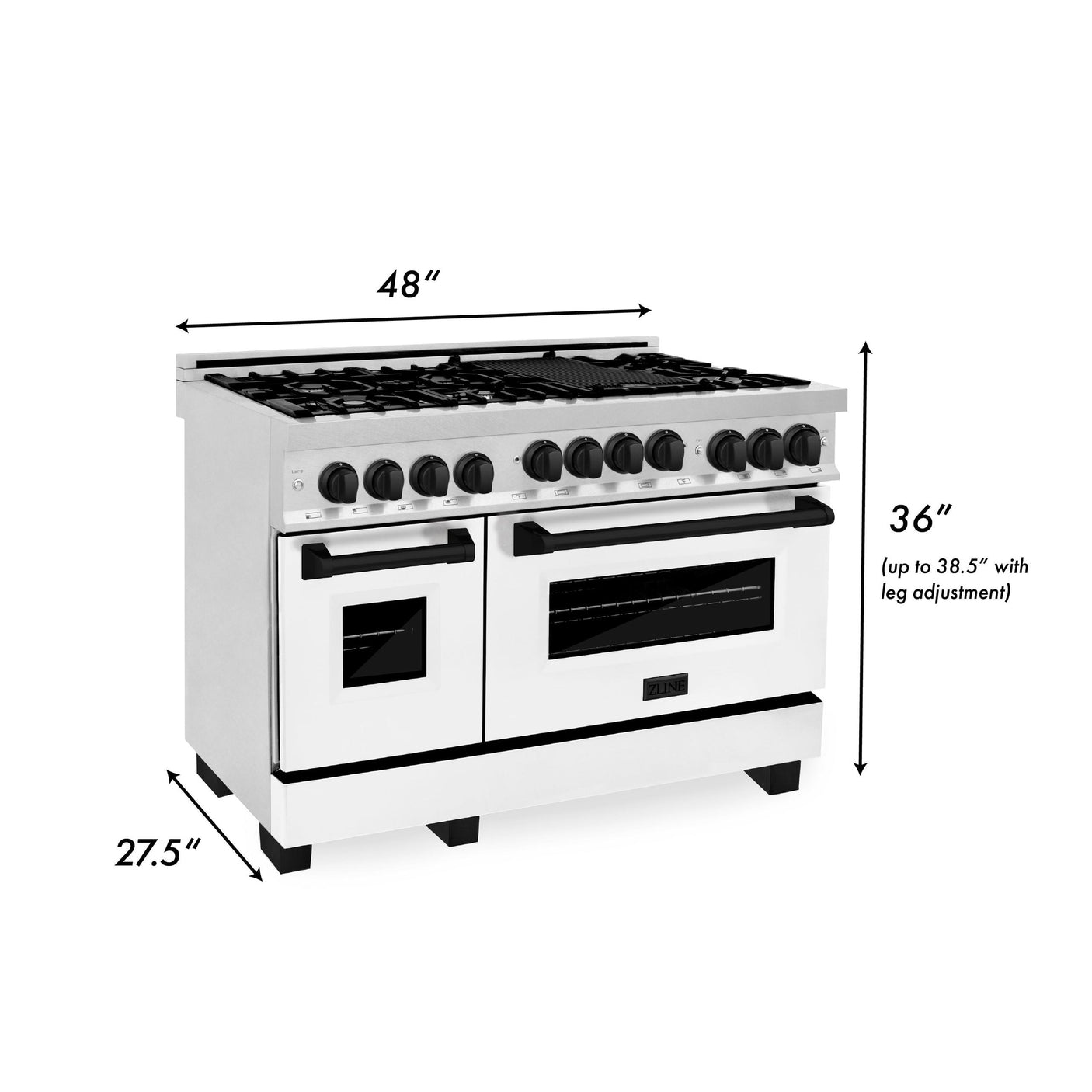 ZLINE Autograph Edition 48" 6.0 cu. ft. Range with Gas Stove and Gas Oven in DuraSnow Stainless Steel with White Matte Door (RGSZ-WM-48) [Color: Champagne Bronze]