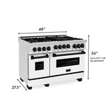 ZLINE Autograph Edition 48" 6.0 cu. ft. Range with Gas Stove and Gas Oven in DuraSnow Stainless Steel with White Matte Door (RGSZ-WM-48) [Color: Champagne Bronze]