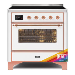 ILVE Majestic II 36 UMI09NS3RAP Freestanding Electric Range with Induction Single Oven with Triple Glass Door in RAL Color with Copper knobs