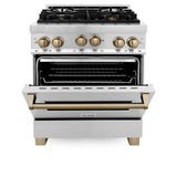 ZLINE Autograph Edition 30" 4.0 cu. ft. Range with Gas Stove and Gas Oven in Stainless Steel with Accents (RGZ-30) [Color: Champagne Bronze]