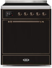 Majestic II 30 Inch Electric Freestanding Range in Glossy Black with Bronze Trim