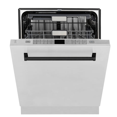 ZLINE Autograph Edition 24" 3rd Rack Top Touch Control Tall Tub Dishwasher in Stainless Steel with Accent Handle, 45dBa (DWMTZ-304-24) [Color: Matte Black]