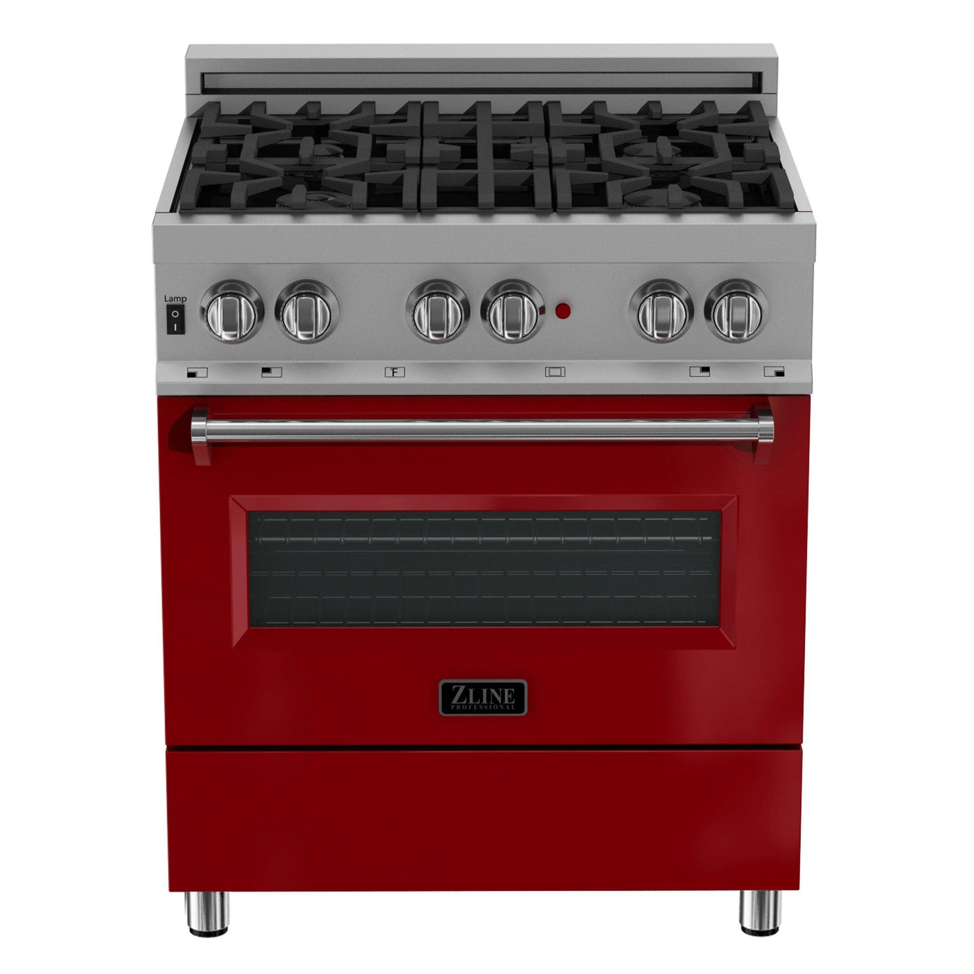 ZLINE 30 in. 4.0 cu. ft. Dual Fuel Range with Gas Stove and Electric Oven in All DuraSnow Stainless Steel with Color Door Options (RAS-SN-30) [Color: Red Gloss]