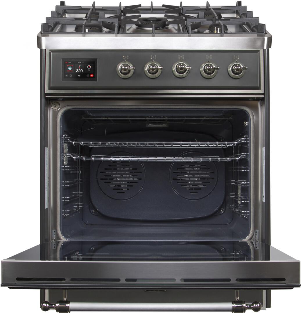 Majestic II 30 Inch Dual Fuel Liquid Propane Freestanding Range in Matte Graphite with Chrome Trim