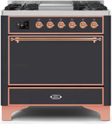 Majestic II 36 Inch Dual Fuel Natural Gas Freestanding Range in Matte Graphite with Copper Trim