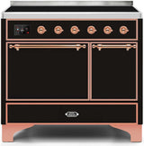 Majestic II 40 Inch Electric Freestanding Range in Glossy Black with Copper Trim