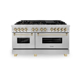 ZLINE Autograph Edition 60" 7.4 cu. ft. Dual Fuel Range with Gas Stove and Electric Oven in Stainless Steel with Accents (RAZ-60) [Color: Champagne Bronze]