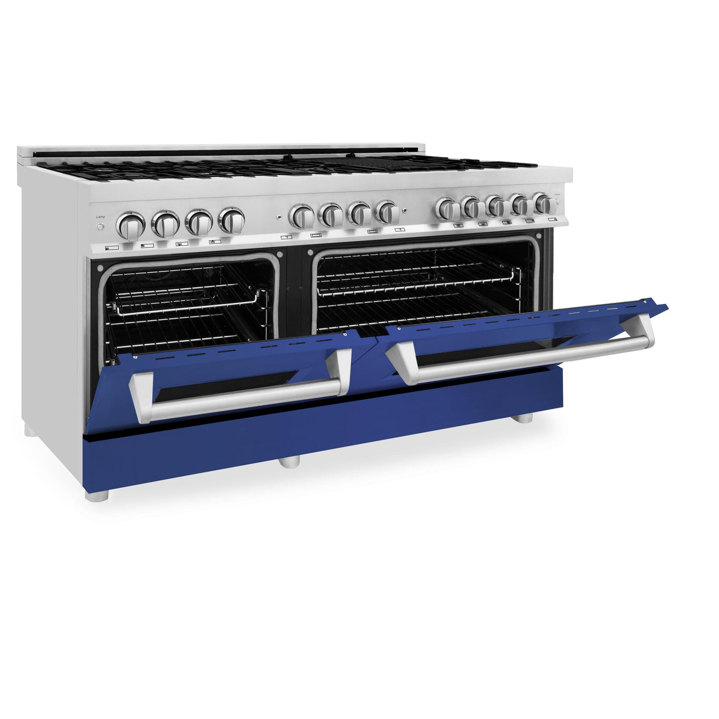 ZLINE 60 in. 7.4 cu. ft. Dual Fuel Range with Gas Stove and Electric Oven in Stainless Steel with Color Options (RA60) [Color: Blue Matte]