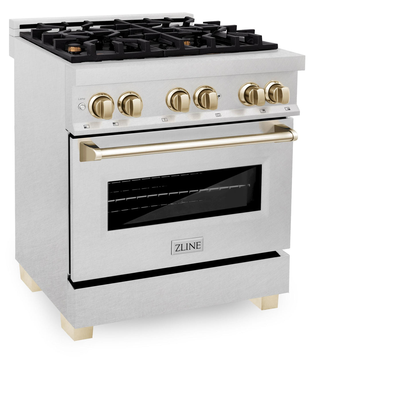 ZLINE Autograph Edition 30" 4.0 cu. ft. Dual Fuel Range with Gas Stove and Electric Oven in DuraSnow Stainless Steel with Accents (RASZ-SN-30) [Color: Gold]