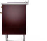 Nostalgie II 60 Inch Dual Fuel Natural Gas Freestanding Range in Burgundy with Brass Trim