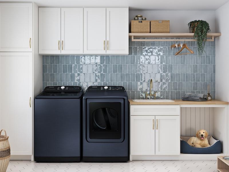 5.4 cu. ft. Smart Top Load Washer with Pet Care Solution and Super Speed Wash in Brushed Navy